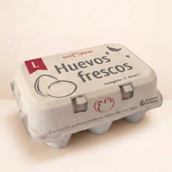 Media docena de huevos frescos L -  Caja de cartón con 6 uds