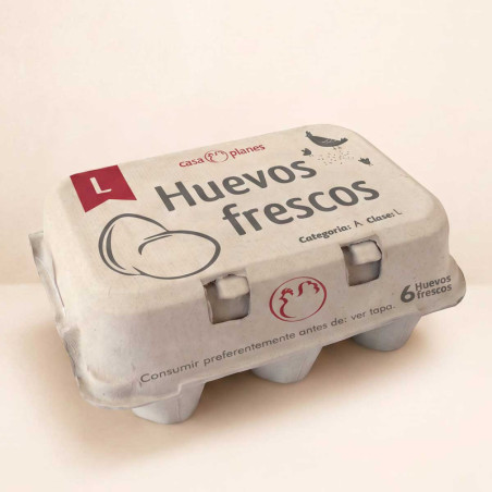 Media docena de huevos frescos L -  Caja de cartón con 6 uds