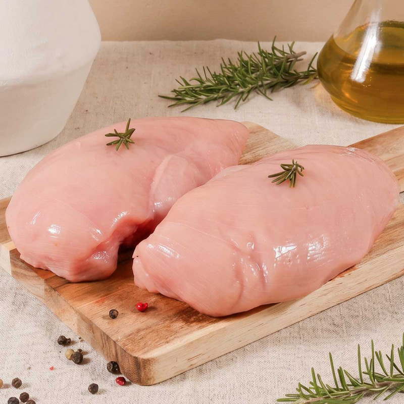 Pechuga entera de pollo de 410 gr, para comprar fileteada o entera