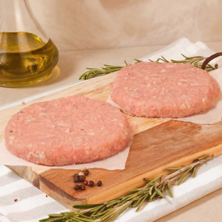 Hamburguesa 100% pollo, cada unidad pesa aprox. 125gr
