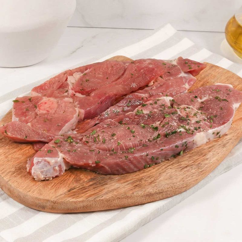 Chuleta de pavo al ajillo, fresca y deliciosa. Cada unidad 125 gr