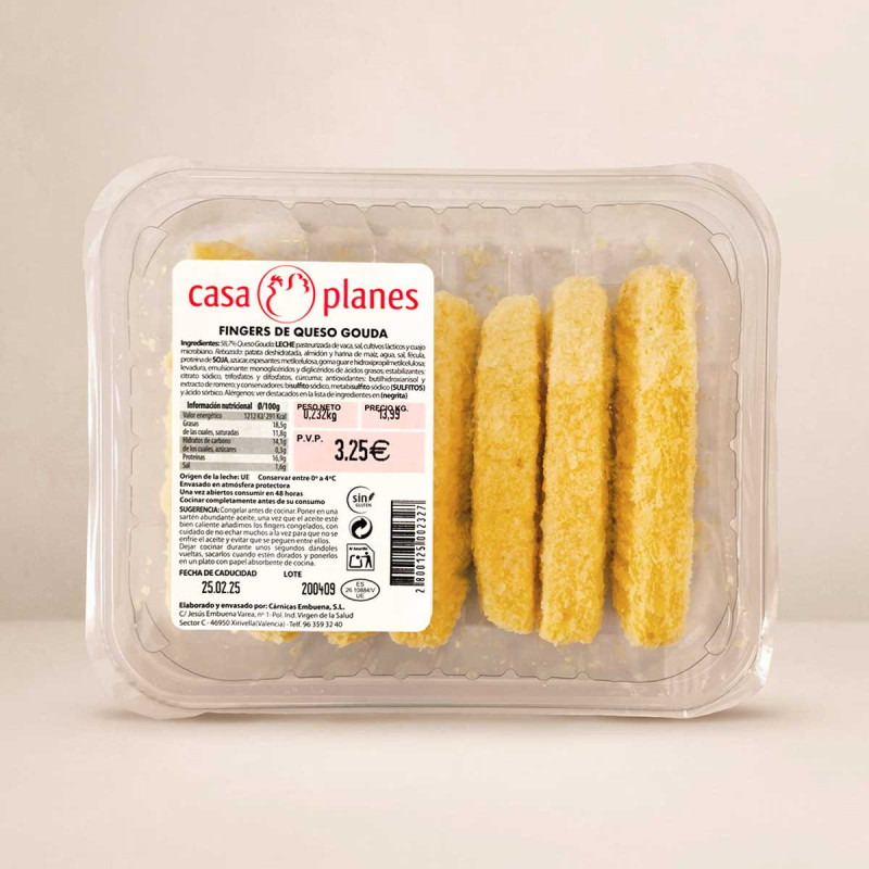 Fingers de queso gouda, por unidad.